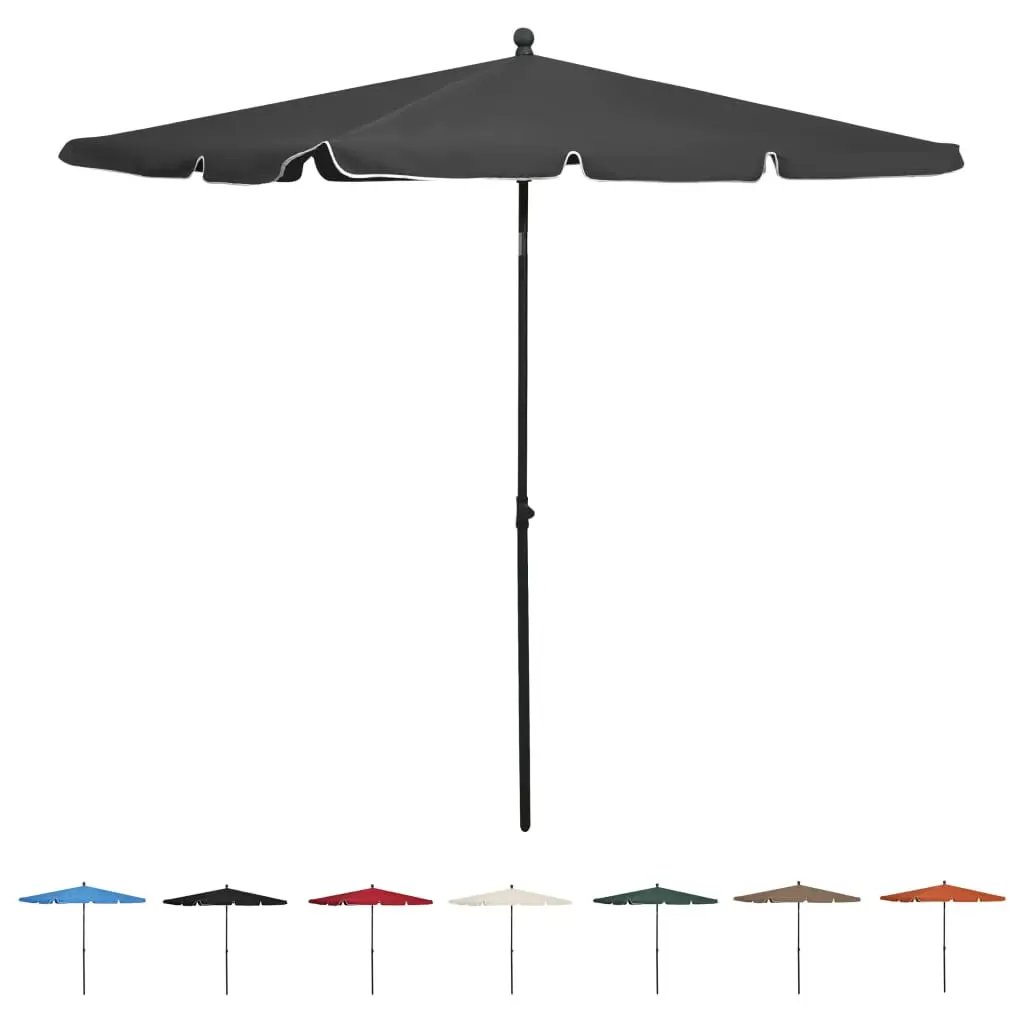 vidaXL Outdoor Umbrella Height Adjustable Parasol Patio Garden Sunshade Steel - Vivid Treasure Zone
