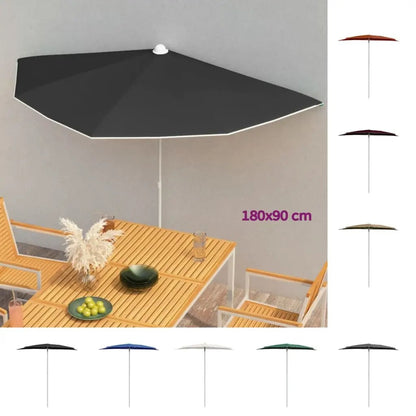 vidaXL Garden Half Parasol with Pole Outdoor Umbrella Sunshade Multi Colors - Vivid Treasure Zone