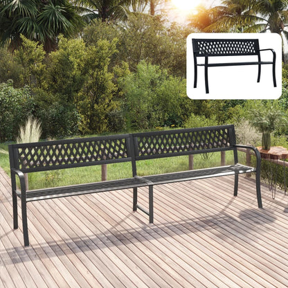 vidaXL Outdoor Patio Bench Park Outdoor Garden Bench with Armrests Black Steel VidaXL