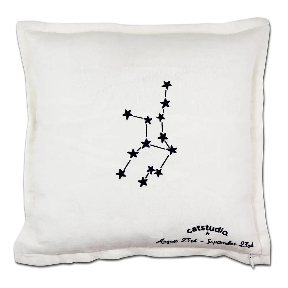 Virgo Astrology Hand-Embroidered Pillow by Cat Studio CatStudio